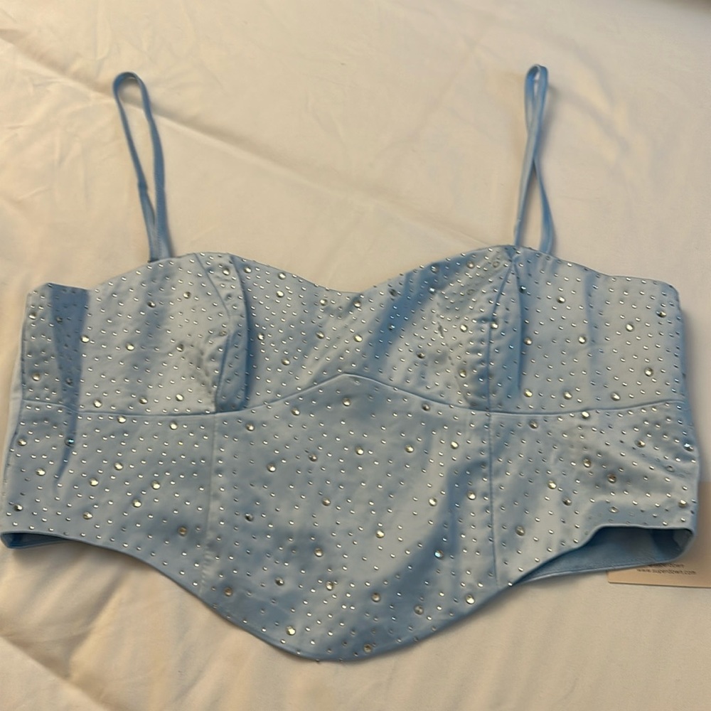 Blue corset cropped top